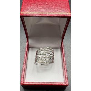 1980s French Sterling Silver And Zirconia Ring