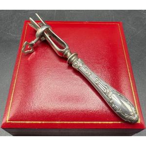A Late 19th Century French Silver And Metal Chopped Handle