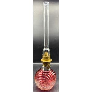 1900s Baccarat Molded Blown Crystal Keroseneck Lamp And Various 