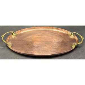 1910s French Copper And Brass Serving Tray 