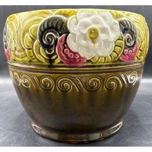 Large 1920s Slip Planter By Orchies