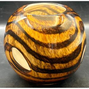 1970s Multi-layered Glass Ball Vase By Missoni - Murano - Italy