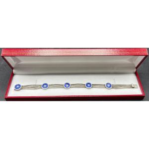 1930s European Sterling Silver And Enamel Soft Mixed Bracelet 