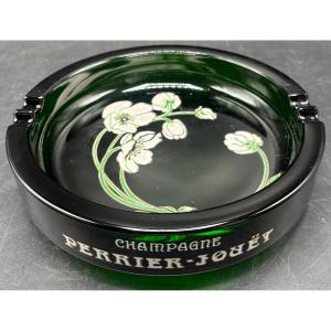 Advertising Ashtray In Moulded, Enameled, Blown Glass For Perrier Jouët Circa 1960