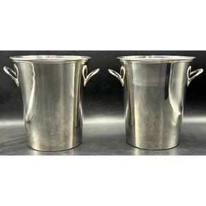 A Pair Of 1930s Silver-plated Champagne Or Other Half Buckets By Vuillermet