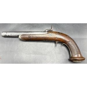 18th Century Pistol From The Southwest Walnut Chiseled Wrought Iron Solid Silver French 