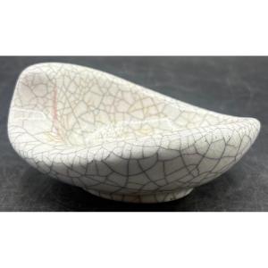 Small Crackled Glazed Terracotta Shell From The Year 1956 By Karlsruhe Majolika