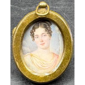 Small Bronze Frame With A Miniature On Bakelite From The 1920s/30s French 