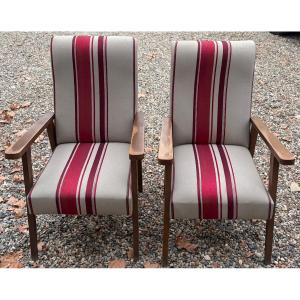 A Pair Of 1950s/60s French Armchairs 
