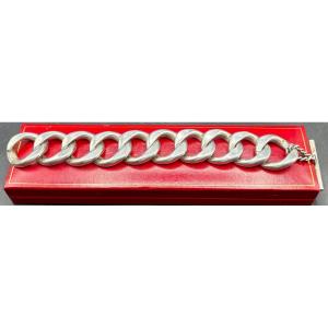 1960s French Silver Plated Curb Chain Bracelet 