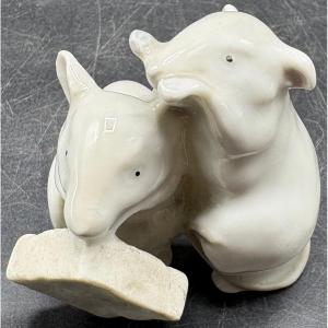 1920s German Glazed Porcelain Mouse Subject