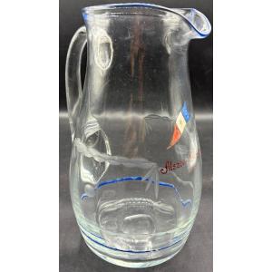 Commemorative Enameled Blown Glass Jug From The Years 1944/45 French 