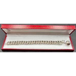 1930s/40s French Sterling Silver Curb Chain Bracelet