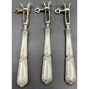 3 Silver Plated Chopping Handles From The 1900s/20s By Sfam