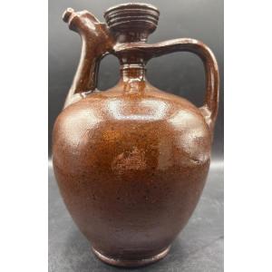 1900s French Glazed Terracotta Water Kettle 