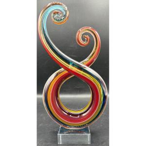 1970s/80s Murano Blown Glass And Crystal Sculpture 
