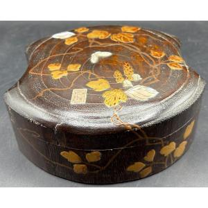 Japanese Lacquered, Gilt, Mother-of-pearl And Silver Carved Wooden Box From The 1900s