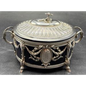 Solid Silver And Sèvres Crystal Sugar Bowl Circa 1940/50 French