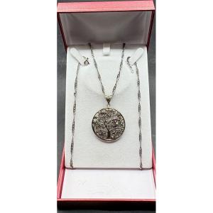 1930s European Solid Silver Pendant With Marcasite And Rubies