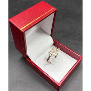 Solid Silver And Zirconium Oxide Ring From The 1980s, European