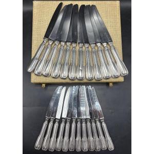 Double Series Of Silver Metal Knives From The 1930s By The S.f.a.m