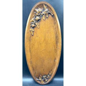Carved Walnut Tray From The 1920s, French Folk Art