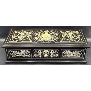 Late 19th Century Ebony Glove Box Invoiced With Ivory Tahan