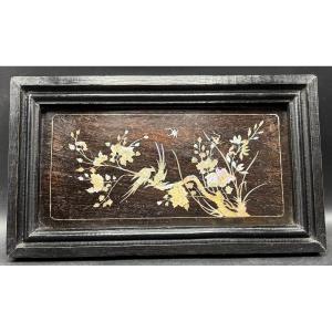 Mother-of-pearl Inlay Frame On Exotic Wood From Asia, 1900s