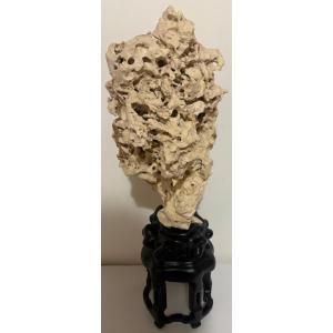 A Natural Stone And Lacquered Carved Wood Base From The 1900s, Chinese