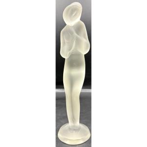 Satin-finished Pressed Molded Blown Glass Subject From The 1920s/30s, French 