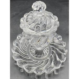 Molted Blown Crystal Mustard Pot From Baccarat, Circa 1900