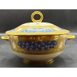 Gilt-glazed Porcelain Bouillon Cube From The 1920s By Perlam