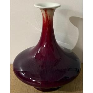 1920s Oxblood Glazed Porcelain Vase By Jingka, Japan
