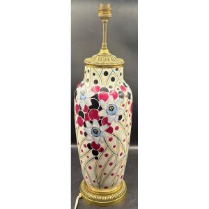 Decorative Lamp In Glazed And Painted Porcelain Mounted In Bronze, From The 1930s, France