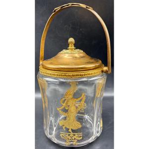 Gilt Engraved Blown Crystal And Gilt Brass Cookie Bucket From Chez Saint Louis Circa 1900