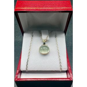1930s European Silver And Gold And Tourmaline Pendant
