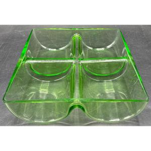4-compartment Scandinavian 1950s Cut-blown Glass Ravier