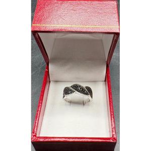 Sterling Silver Ring Paved With French Cut Hematites From The 1980s