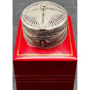 1960s/70s European Solid Silver Filigree Pill Box