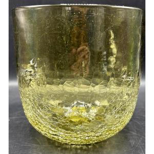 1970s Scandinavian Cracked Glass Vase