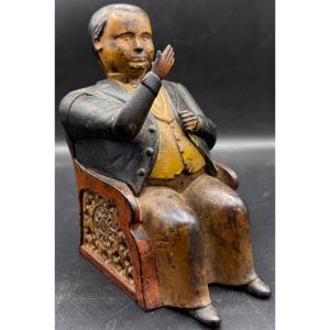 Piggy Bank In Painted Cast Iron Dated December 23, 1878 American