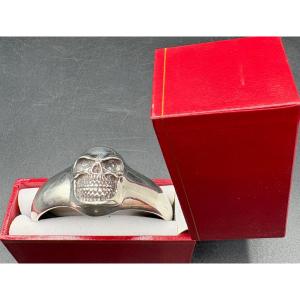 Solid Silver 3/4 Opening Bangle Bracelet From The 1980s Signed