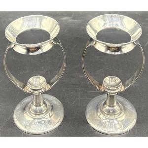 Pair Of Silver-plated Egg Cups With System From 1920/30 Kirby - Beard & Com Et Paris