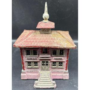 1900s French Painted Cast Iron Piggy Bank