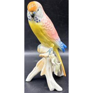 Enameled Porcelain Parakeet From The 1920s By Karl Ens Saxe