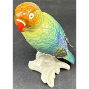 Enameled Porcelain Parrot Subject From The 1920s By Karl Ens