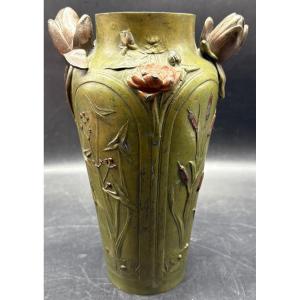 1900s Patinated Regula Vase Signed, French