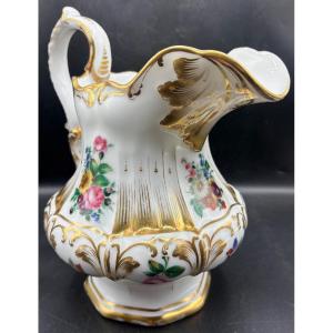 Large Enameled Porcelain Pot, Color & Gold Paint, Circa 1830, Old Paris