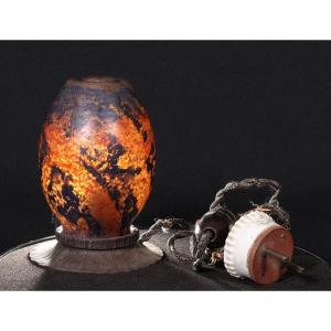 Oval-shaped Nightlight/perfume Burner In Marbled Glass 