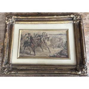 French Revolutionary War - Watercolor And Wash Drawing Circa 1900 - Pierre Petit-gérard